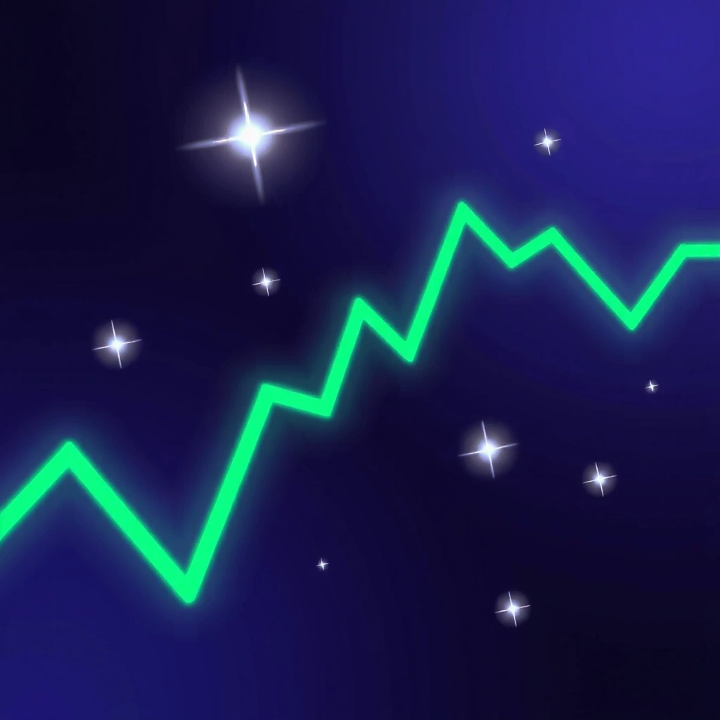 Space background with candlestick chart patterns in stars